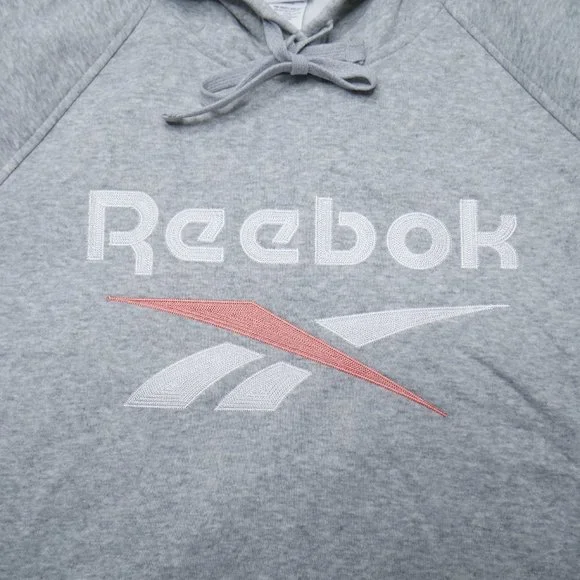 Reebok Vector Crossfit Fleece Hoodie Sweatshirt Womens Size L Gray Pink Metcon - Picture 3 of 7